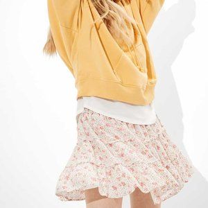 American Eagle Floral Tiered Smocked Mini Skirt